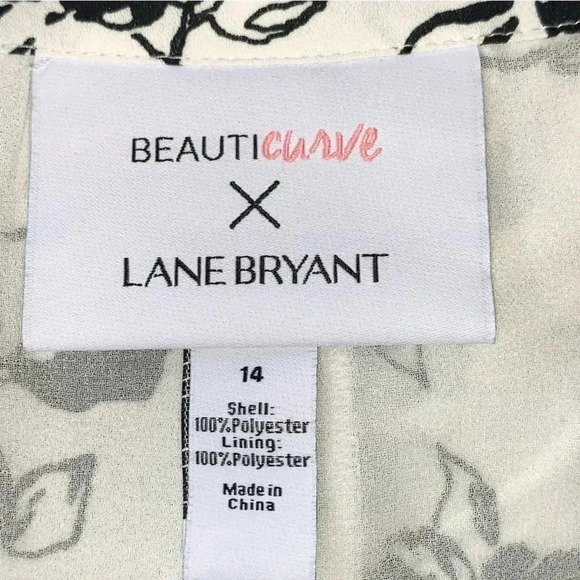 Lane Bryant x Beauticurve Plus Size 14 Black White Floral Midi Wrap Dress Hi Low - Picture 10 of 11